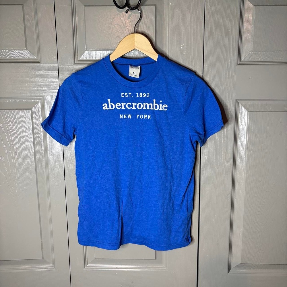 Abercrombie & Fitch Blue Y2K Graphic Tee Shirt Youth XL Fits Womens Small